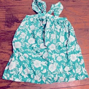 janie and jack green floral tropical dress size 6